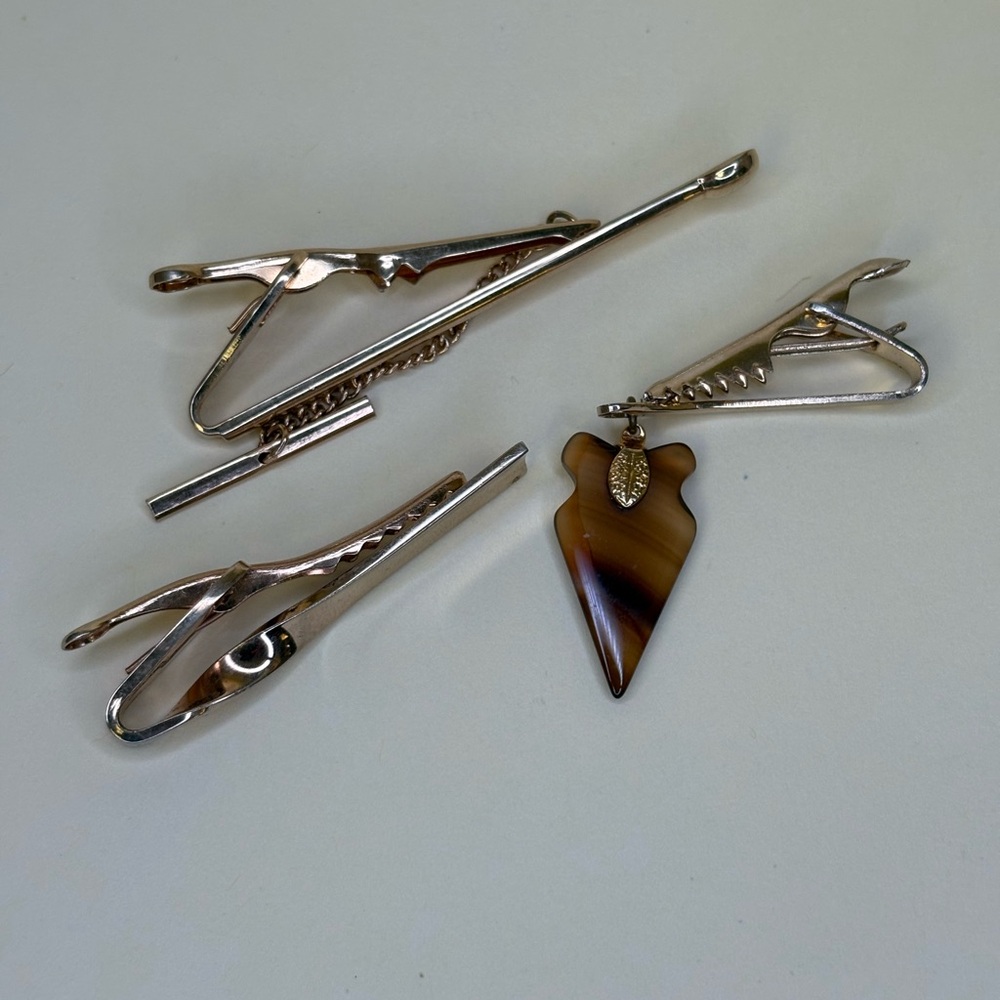 Gold Tone Tie Clip set of 3